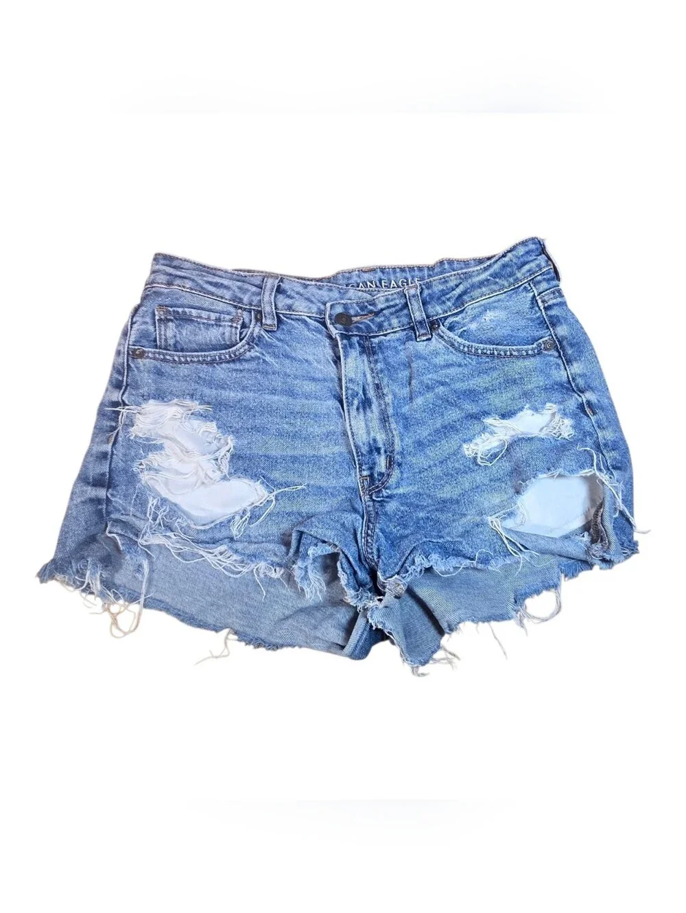 American Eagle Shorts Strigid Denim Distressed Blue Womens Size 10